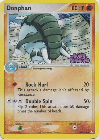 40, EX: Holon Phantoms, Fighting, Grass[×2], Reverse Holofoil, Uncommon Donphan (40/110) (Stamped) [EX: Holon Phantoms] - Trading Card World