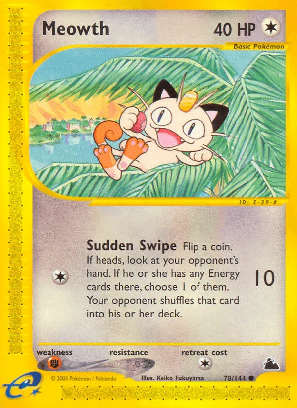 78, Colorless, Common, Fighting[×2], Normal, Reverse Holofoil, Skyridge Meowth (78/144) [Skyridge] - Trading Card World