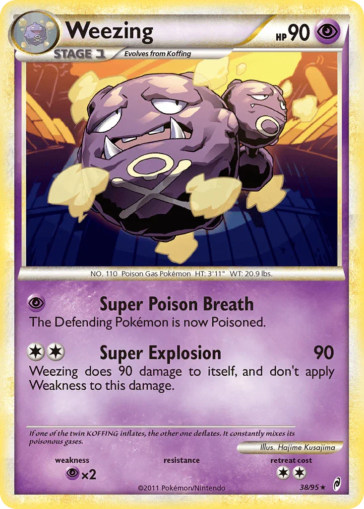 38, HeartGold & SoulSilver: Call of Legends, Normal, Psychic, Psychic[×2], Rare, Reverse Holofoil Weezing (38/95) [HeartGold & SoulSilver: Call of Legends] - Trading Card World