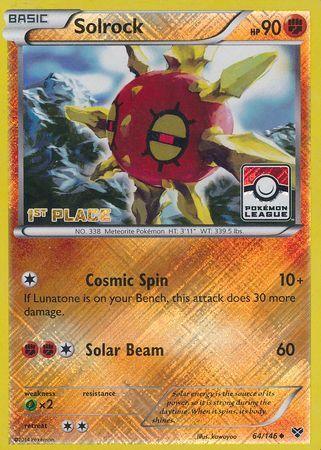 64, Fighting, Grass[×2], Holofoil, Promo, Reverse Holofoil, XY: Base Set Solrock (64/146) (1st Place League Challenge Promo) [XY: Base Set] - Trading Card World