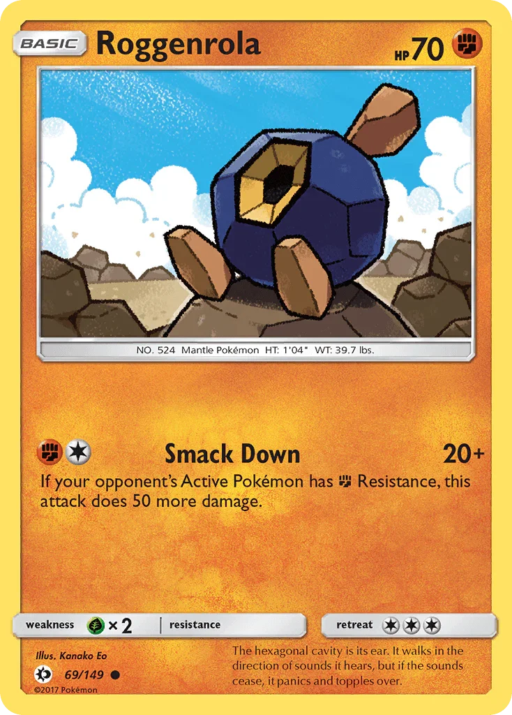 69, Common, Fighting, Grass[×2], Normal, Reverse Holofoil, Sun & Moon: Base Set Roggenrola (69/149) [Sun & Moon: Base Set] - Trading Card World