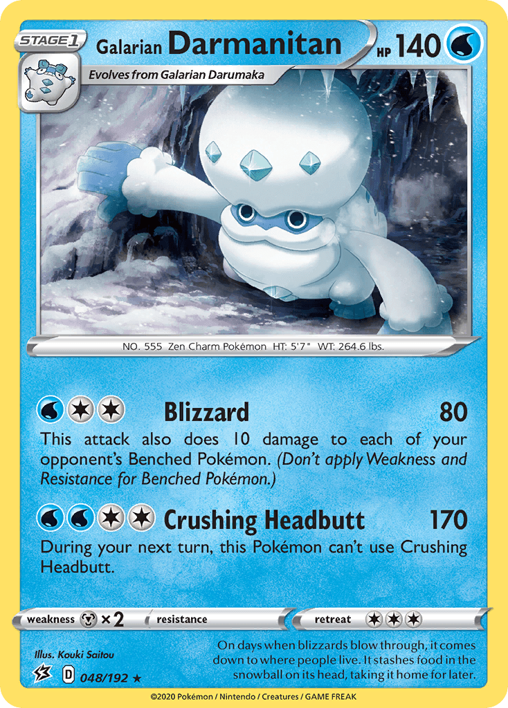 048, Metal[×2], Normal, Rare, Reverse Holofoil, Sword & Shield: Rebel Clash, Water Galarian Darmanitan (048/192) [Sword & Shield: Rebel Clash] - Trading Card World