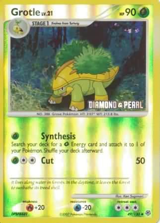 49, Burger King Promos: 2008 Collection, Fire[+20], Grass, Promo, Reverse Holofoil, Water[-20] Grotle (49/130) [Burger King Promos: 2008 Collection] - Trading Card World