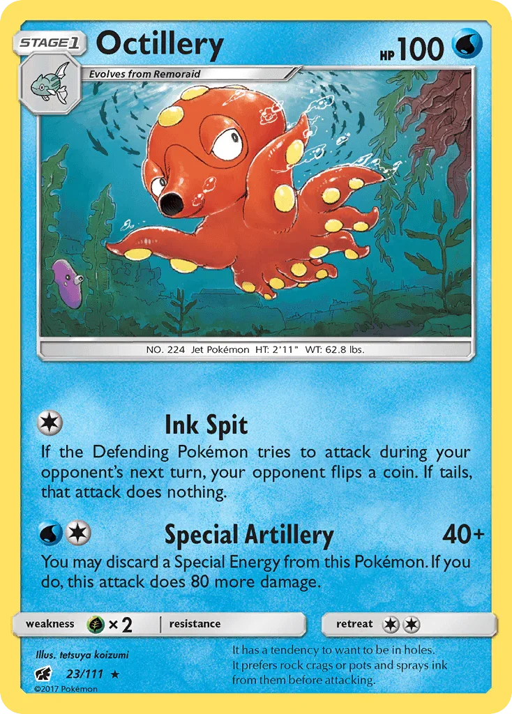 23, Grass[×2], Normal, Rare, Reverse Holofoil, Sun & Moon: Crimson Invasion, Water Octillery (23/111) [Sun & Moon: Crimson Invasion] - Trading Card World