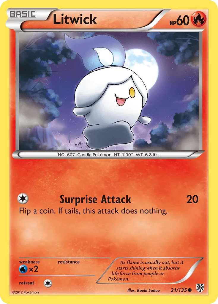 21, Black & White: Plasma Storm, Common, Fire, Normal, Reverse Holofoil, Water[×2] Litwick (21/135) [Black & White: Plasma Storm] - Trading Card World