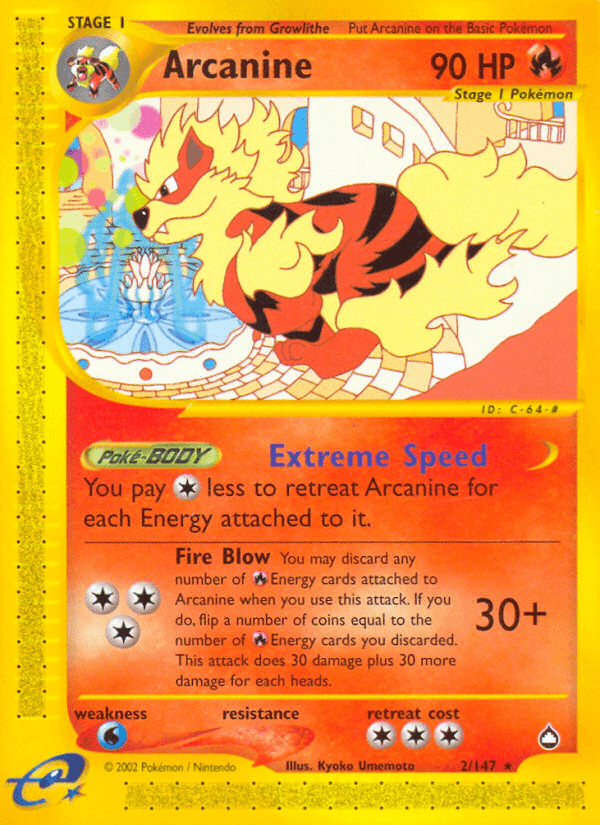 Aquapolis, Fire, Normal, Rare, Reverse Holofoil, Water[×2] Arcanine (2/147) [Aquapolis] - Trading Card World
