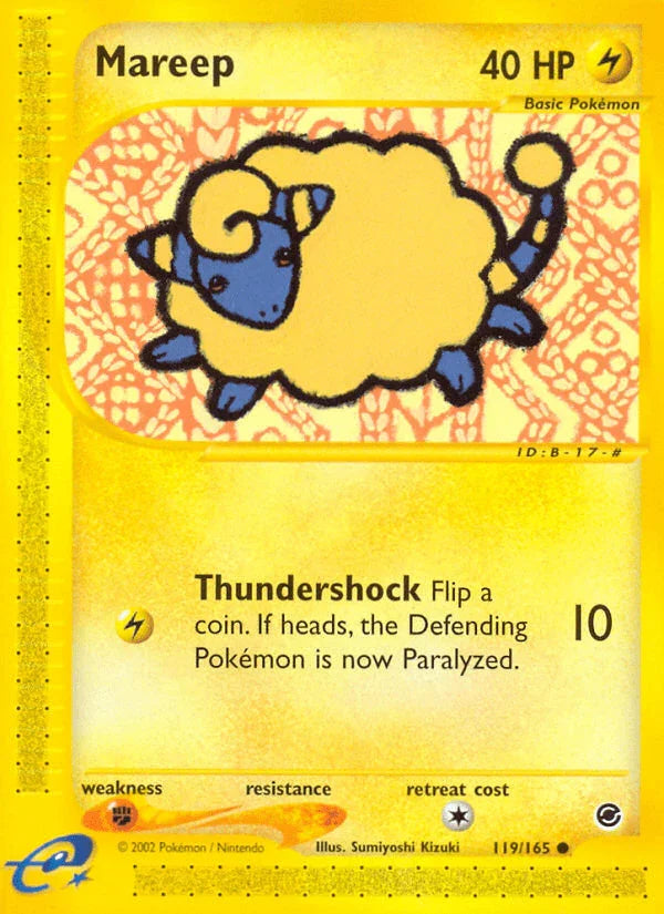 119, Common, Expedition: Base Set, Fighting[×2], Lightning, Normal, Reverse Holofoil Mareep (119/165) [Expedition: Base Set] - Trading Card World