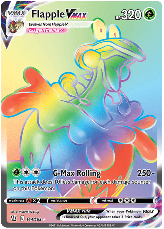 164, Fire[x2], Grass, Holofoil, Secret Rare, Sword & Shield: Battle Styles Flapple VMAX (164/163) [Sword & Shield: Battle Styles] - Trading Card World