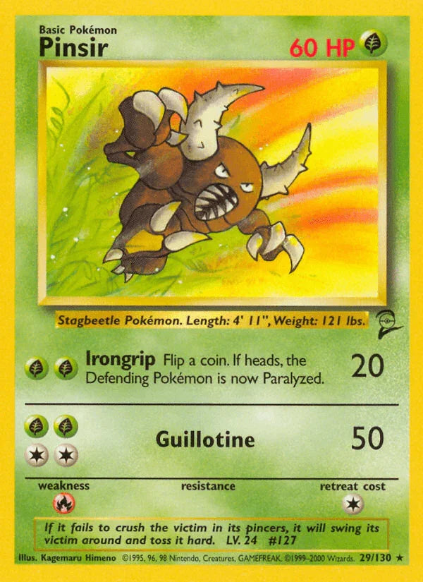 29, Base Set 2, Fire[×2], Grass, Normal, Rare Pinsir (29/130) [Base Set 2] - Trading Card World