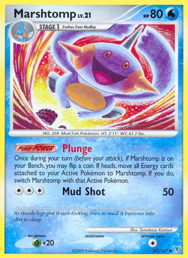 67, Grass[+20], Normal, Platinum: Supreme Victors, Reverse Holofoil, Uncommon, Water Marshtomp (67/147) [Platinum: Supreme Victors] - Trading Card World