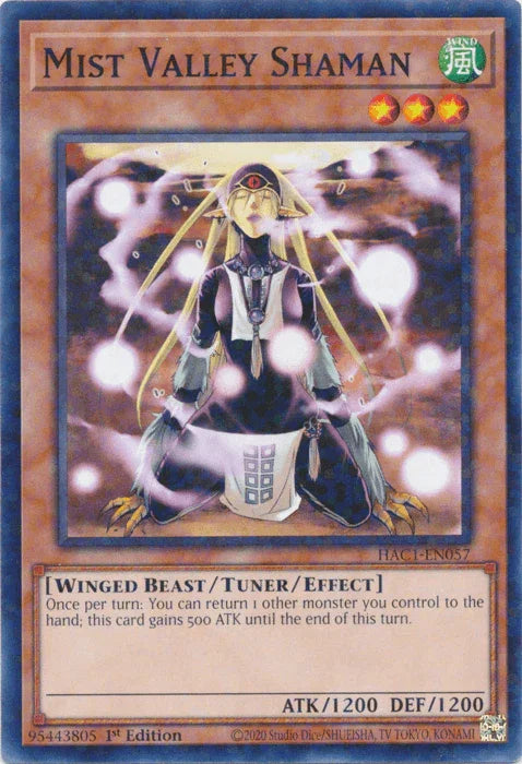 1st Edition, Common, Hidden Arsenal: Chapter 1, Tuner/Effect Monster, Wind, Winged Beast Mist Valley Shaman (Duel Terminal) [HAC1-EN057] Common - Trading Card World