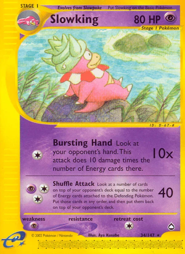 34, Aquapolis, Normal, Psychic, Psychic[×2], Rare, Reverse Holofoil Slowking (34/147) [Aquapolis] - Trading Card World