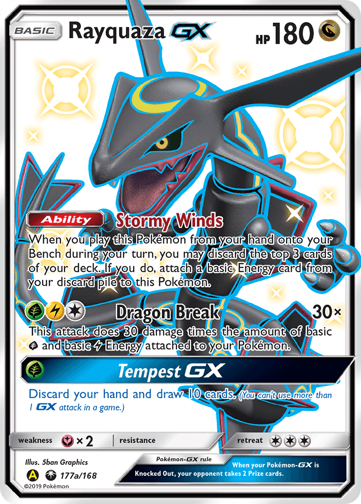 177a, Alternate Art Promos, Dragon, Fairy [x2], Holofoil, Promo Rayquaza GX (177a/168) [Alternate Art Promos] - Trading Card World