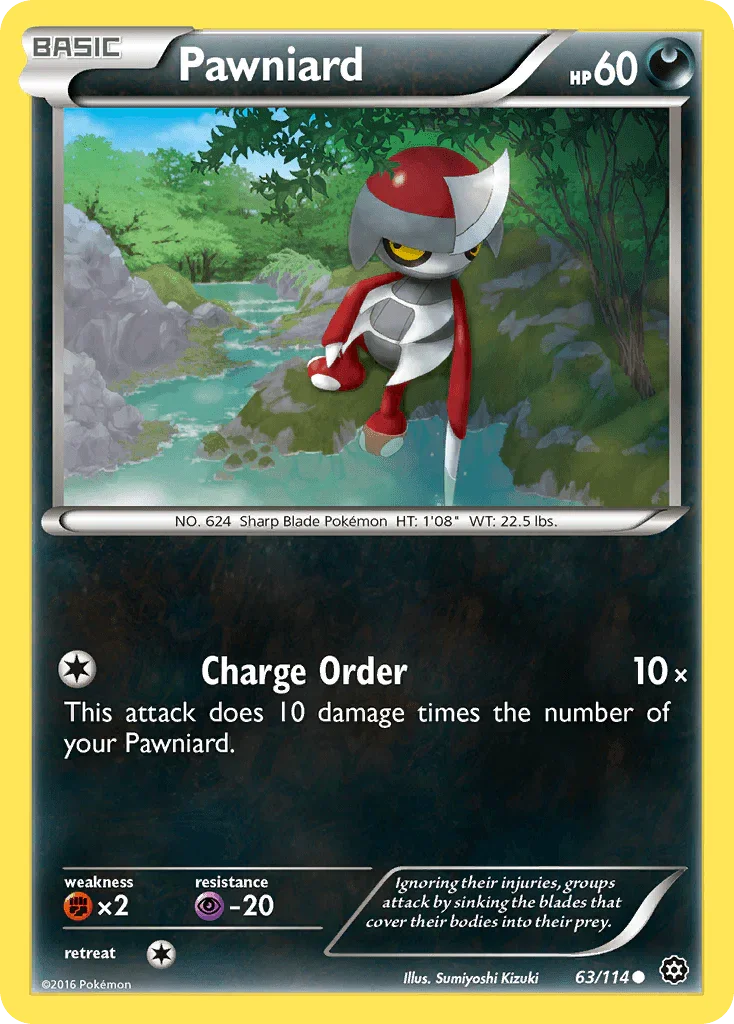 63, Common, Darkness, Fighting[×2], Normal, Psychic[-20], Reverse Holofoil, XY: Steam Siege Pawniard (63/114) [XY: Steam Siege] - Trading Card World