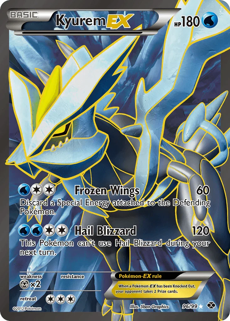 96, Black & White: Next Destinies, Holofoil, Metal[×2], Ultra Rare, Water Kyurem EX (96/99) [Black & White: Next Destinies] - Trading Card World