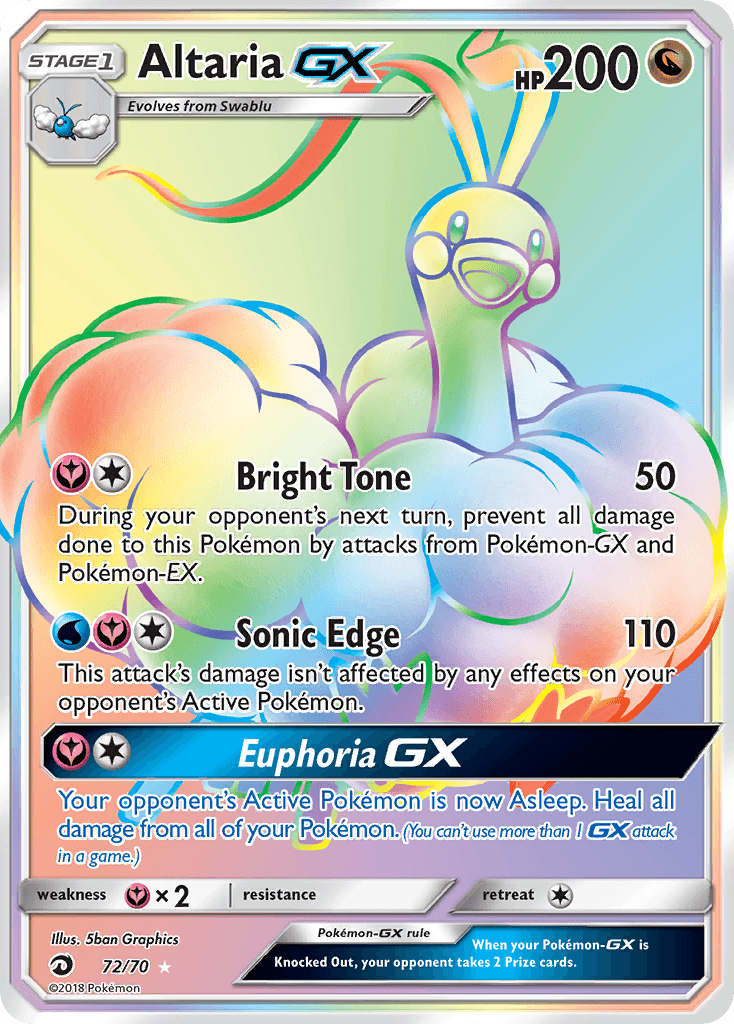 72, Dragon, Fairy[×2], Holofoil, Secret Rare, Sun & Moon: Dragon Majesty Altaria GX (72/70) [Sun & Moon: Dragon Majesty] - Trading Card World