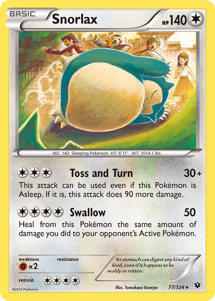 77, Colorless, Fighting[×2], Normal, Rare, Reverse Holofoil, XY: Fates Collide Snorlax (77/124) [XY: Fates Collide] - Trading Card World