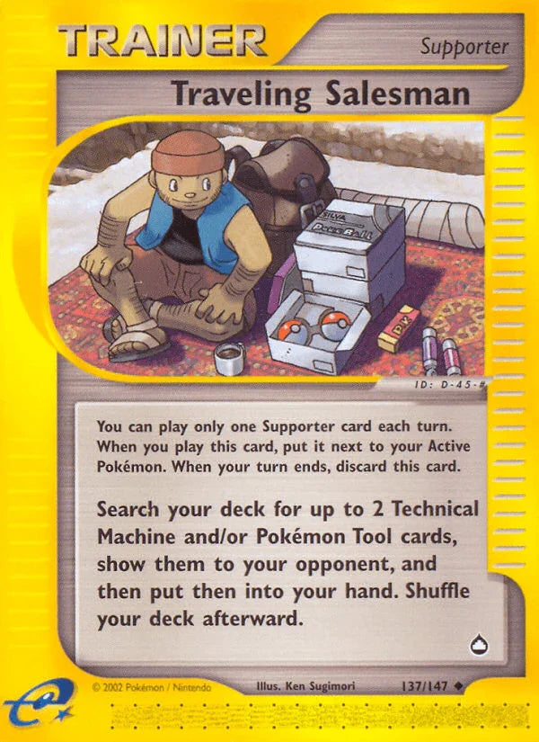 137, Aquapolis, Normal, Reverse Holofoil, Supporter, Uncommon Traveling Salesman (137/147) [Aquapolis] - Trading Card World