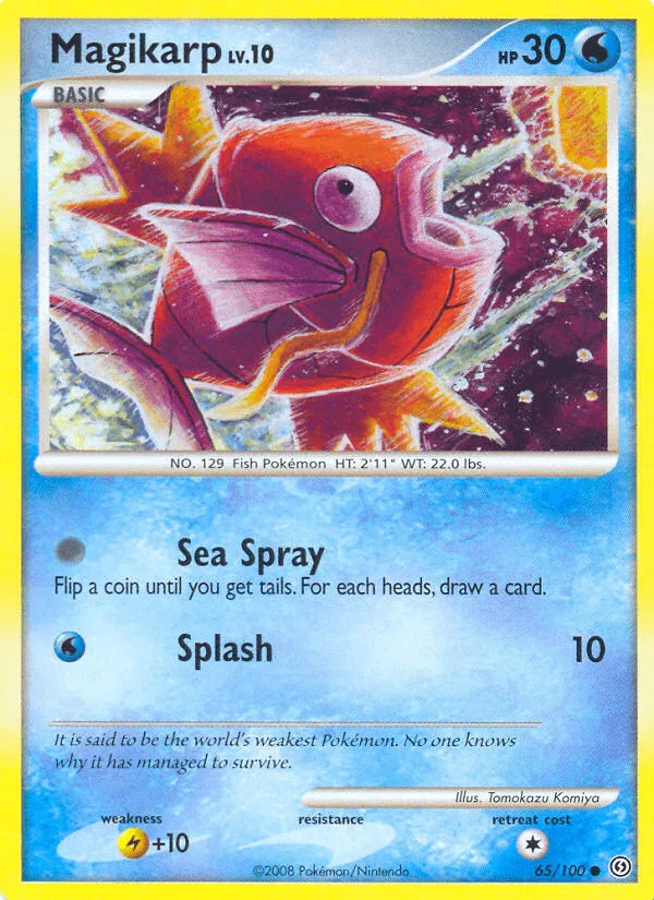 65, Common, Diamond & Pearl: Stormfront, Lightning[+10], Normal, Reverse Holofoil, Water Magikarp (65/100) [Diamond & Pearl: Stormfront] - Trading Card World