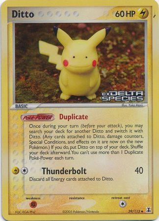 39, EX: Delta Species, Fighting[×2], Lightning, Reverse Holofoil, Uncommon Ditto (39/113) (Stamped) [EX: Delta Species] - Trading Card World
