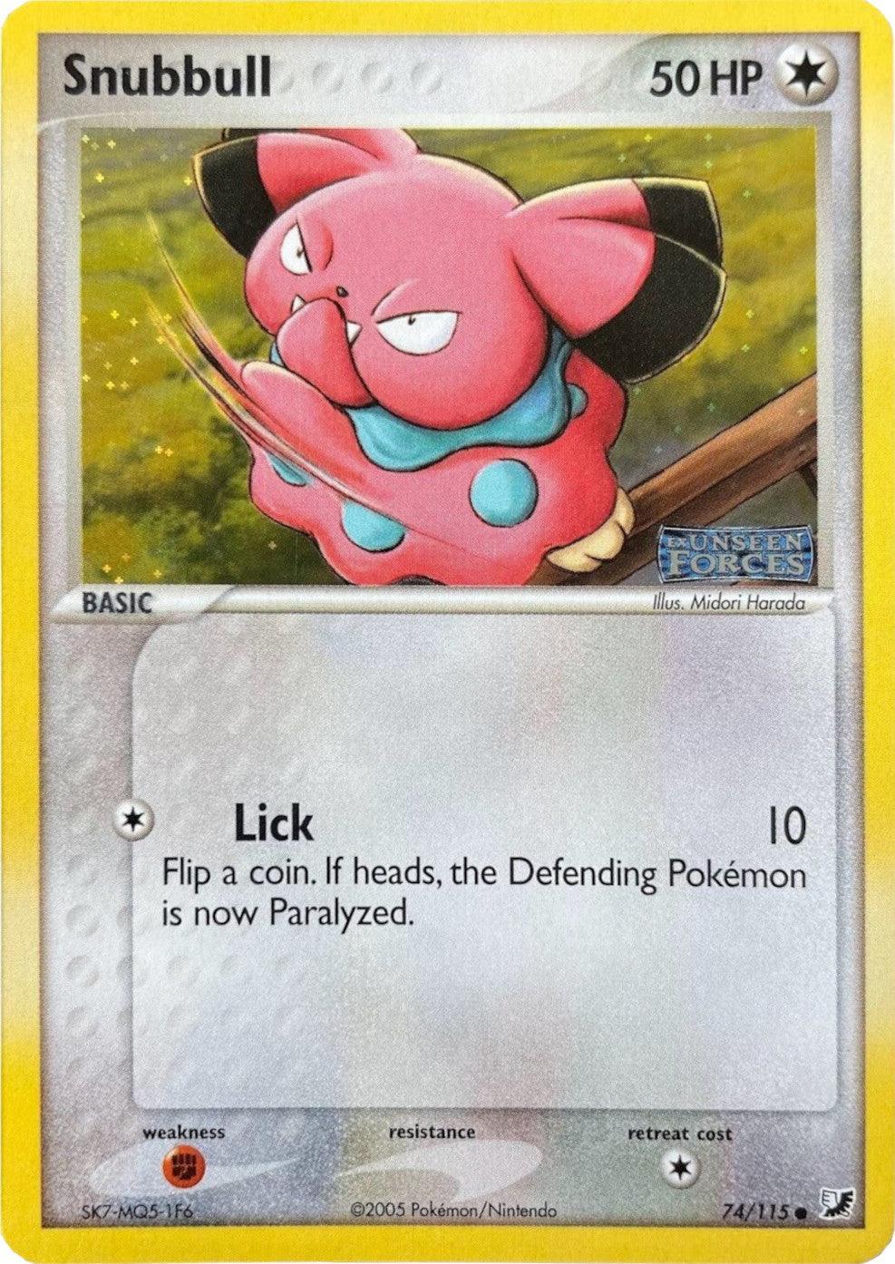 74, Colorless, Common, EX: Unseen Forces, Fighting[×2], Reverse Holofoil Snubbull (74/115) (Stamped) [EX: Unseen Forces] - Trading Card World