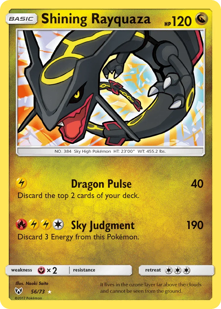 56, Dragon, Fairy[×2], Holofoil, Sun & Moon: Shining Legends, Ultra Rare Shining Rayquaza (56/73) [Sun & Moon: Shining Legends] - Trading Card World