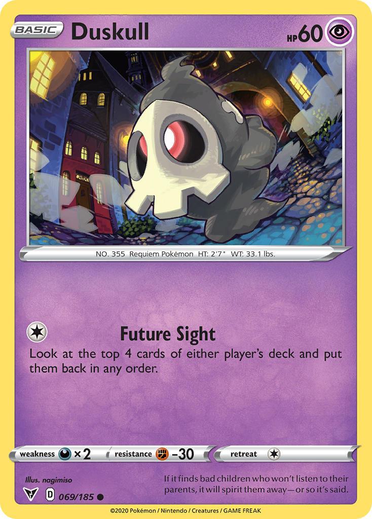 069, Common, Darkness[×2], Fighting[-30], Normal, Psychic, Reverse Holofoil, Sword & Shield: Vivid Voltage Duskull (069/185) [Sword & Shield: Vivid Voltage] - Trading Card World