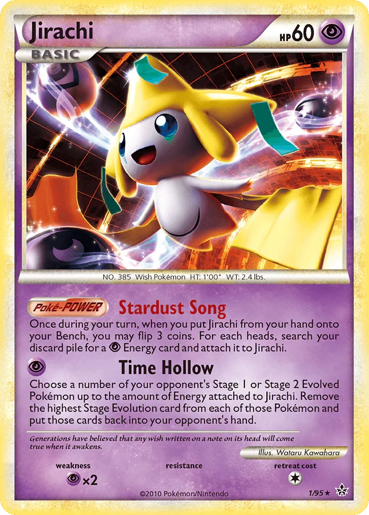 HeartGold & SoulSilver: Unleashed, Holo Rare, Holofoil, Psychic, Psychic[×2], Reverse Holofoil Jirachi (1/95) [HeartGold & SoulSilver: Unleashed] - Trading Card World