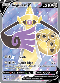177, Fire[×2], Grass[-30], Holofoil, Metal, Sword & Shield: Vivid Voltage, Ultra Rare Aegislash V (177/185) [Sword & Shield: Vivid Voltage] - Trading Card World