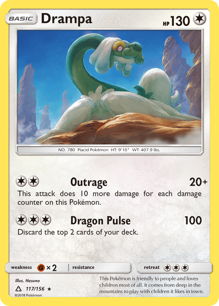 117, Colorless, Fighting[×2], Holo Rare, Holofoil, Reverse Holofoil, Sun & Moon: Ultra Prism Drampa (117/156) [Sun & Moon: Ultra Prism] - Trading Card World