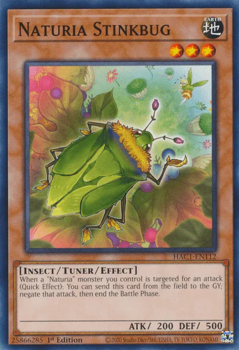 1st Edition, Common, Earth, Hidden Arsenal: Chapter 1, Insect, Tuner/Effect Monster Naturia Stinkbug [HAC1-EN112] Common - Trading Card World