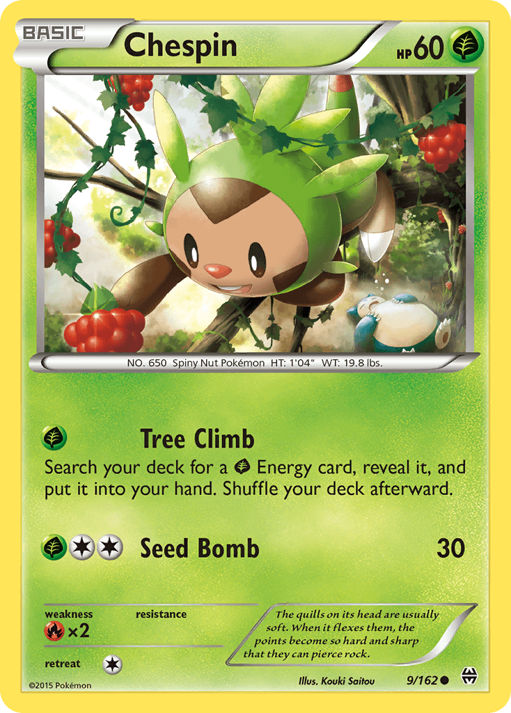 Common, Fire[×2], Grass, Normal, Reverse Holofoil, XY: BREAKthrough Chespin (9/162) [XY: BREAKthrough] - Trading Card World