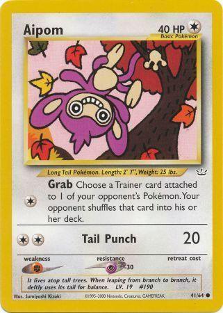41, Colorless, Common, Fighting[×2], Neo Revelation Unlimited, Normal, Psychic[-30] Aipom (41/64) [Neo Revelation Unlimited] - Trading Card World