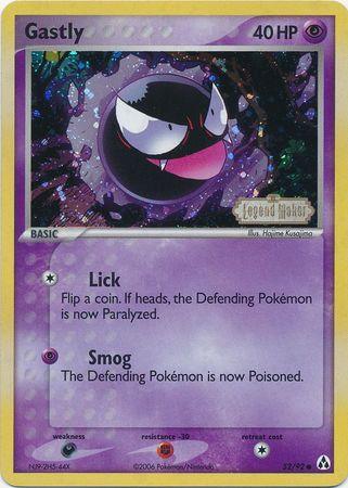 52, Common, Darkness[×2], EX: Legend Maker, Fighting[-30], Psychic, Reverse Holofoil Gastly (52/92) (Stamped) [EX: Legend Maker] - Trading Card World