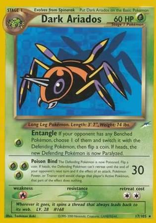 17, Fire[×2], Grass, Neo Destiny Unlimited, Normal, Rare Dark Ariados (17/105) [Neo Destiny Unlimited] - Trading Card World