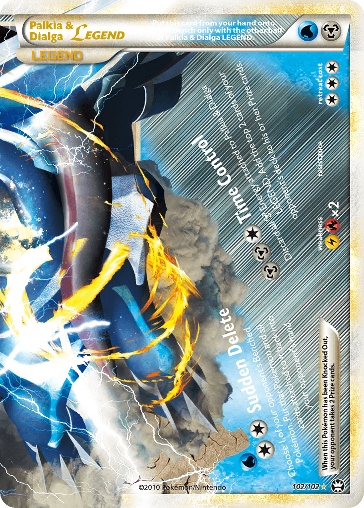 102, Fire[×2], HeartGold & SoulSilver: Triumphant, Holofoil, Lightning[×2], Metal, Ultra Rare, Water Palkia & Dialga LEGEND (102/102) [HeartGold & SoulSilver: Triumphant] - Trading Card World