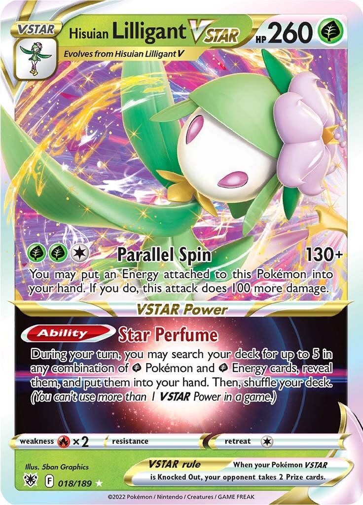 018, Fire [x2], Grass, Holofoil, Sword & Shield: Astral Radiance, Ultra Rare Hisuian Lilligant VSTAR (018/189) [Sword & Shield: Astral Radiance] - Trading Card World