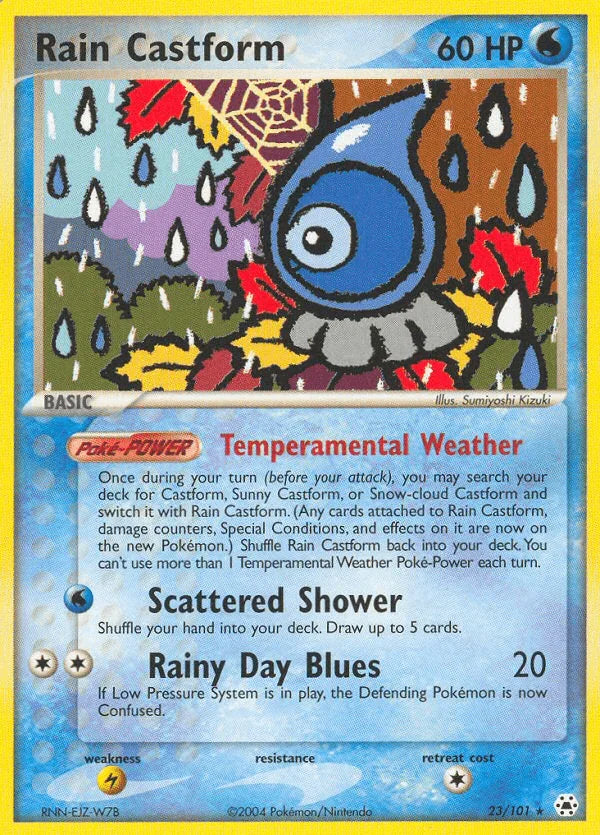 23, EX: Hidden Legends, Lightning[×2], Normal, Rare, Reverse Holofoil, Water Rain Castform (23/101) [EX: Hidden Legends] - Trading Card World