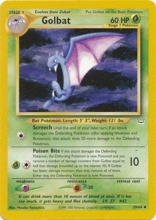29, Fighting[-30], Grass, Grass[×2], Neo Revelation Unlimited, Normal, Uncommon Golbat (29/64) [Neo Revelation Unlimited] - Trading Card World