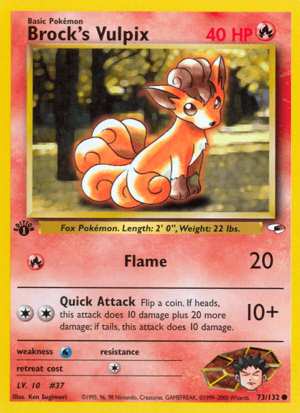 1st Edition Normal, 73, Common, Fire, Gym Heroes 1st Edition, Water[×2] Brock's Vulpix (73/132) [Gym Heroes 1st Edition] - Trading Card World