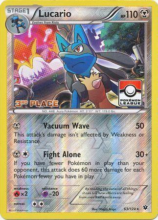 63, Fire[×2], Metal, Promo, Psychic[-20], Reverse Holofoil, XY: Fates Collide Lucario (63/124) (League Promo 3rd Place) [XY: Fates Collide] - Trading Card World