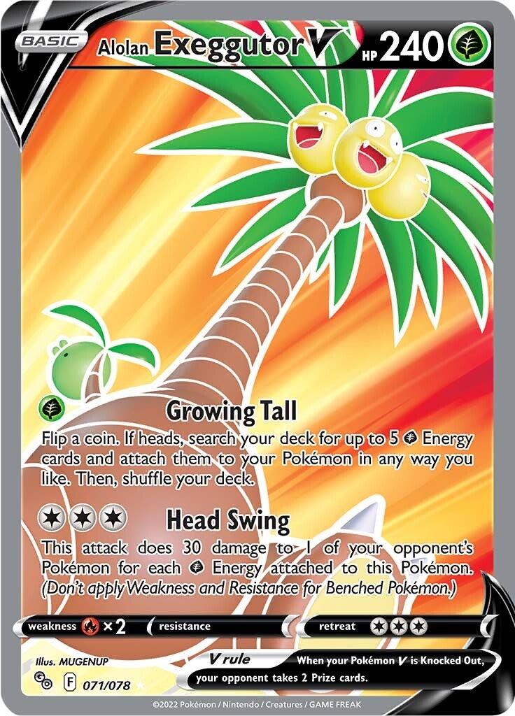 071, Fire [x2], Grass, Holofoil, Pokémon GO, Ultra Rare Alolan Exeggutor V (071/078) [Pokémon GO] - Trading Card World