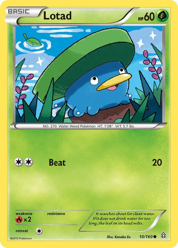 10, Common, Fire[×2], Grass, Normal, Reverse Holofoil, XY: Primal Clash Lotad (10/160) [XY: Primal Clash] - Trading Card World