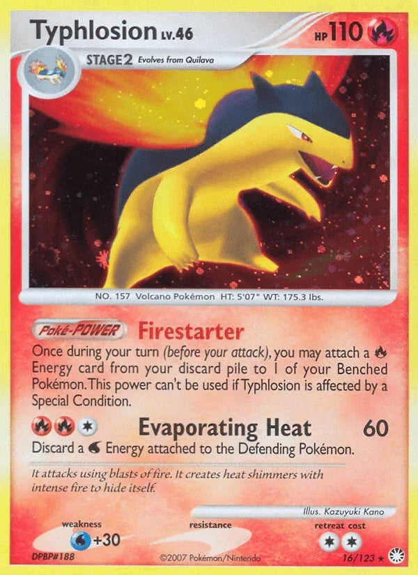 16, Diamond & Pearl: Mysterious Treasures, Fire, Holo Rare, Holofoil, Reverse Holofoil, Water[+30] Typhlosion (16/123) [Diamond & Pearl: Mysterious Treasures] - Trading Card World