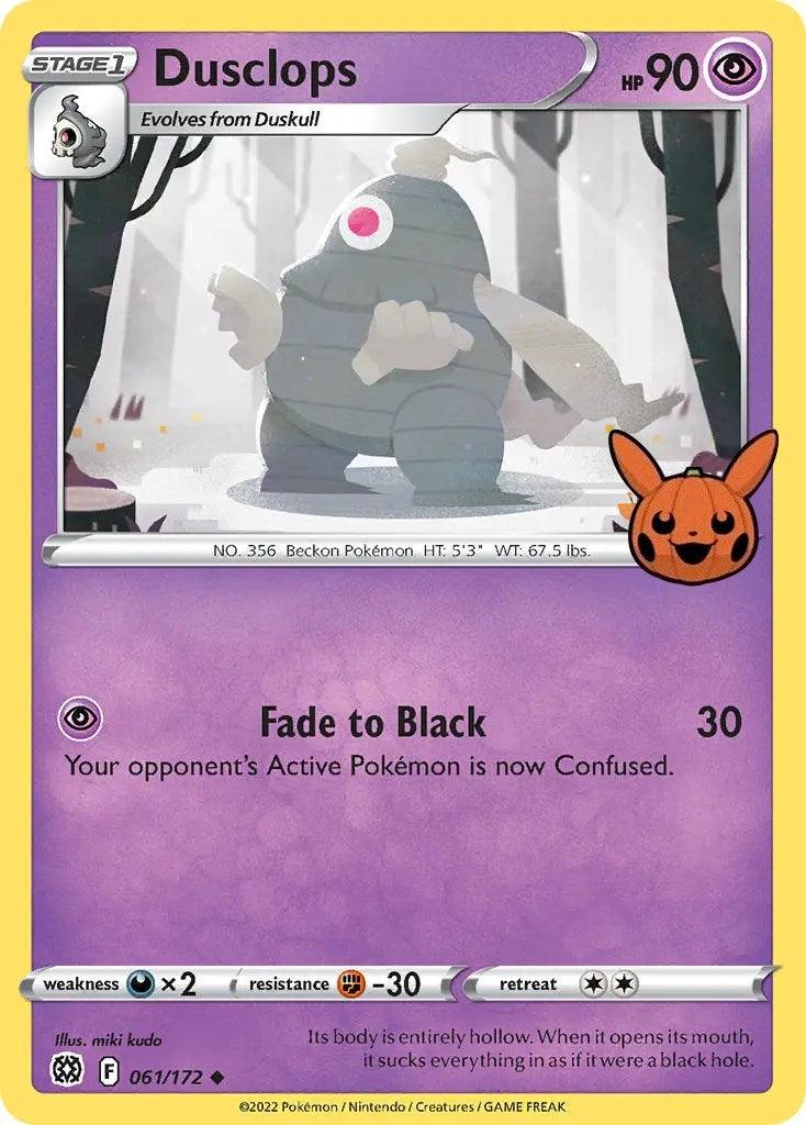 061, Darkness [x2], Fighting [-30], Normal, Promo, Psychic, Trick or Trade Dusclops (061/172) [Trick or Trade] - Trading Card World