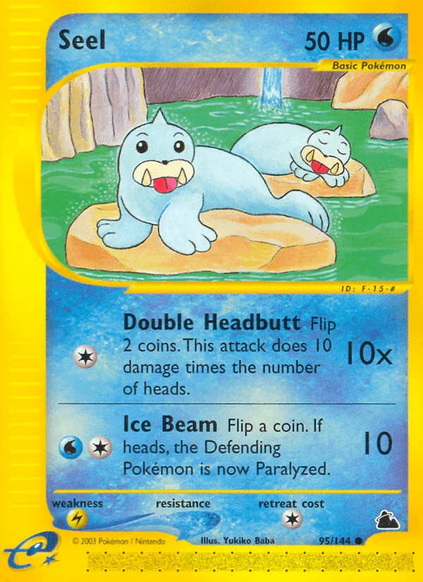 95, Common, Lightning[×2], Normal, Reverse Holofoil, Skyridge, Water Seel (95/144) [Skyridge] - Trading Card World