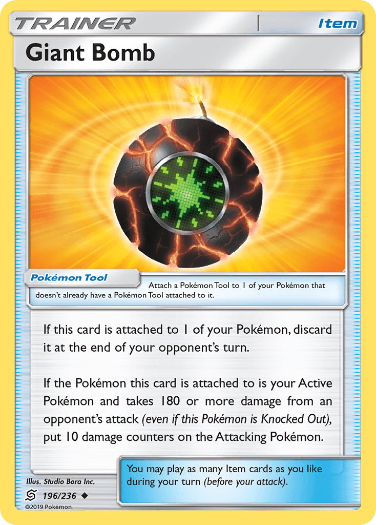 196, Item, Normal, Reverse Holofoil, Sun & Moon: Unified Minds, Uncommon Giant Bomb (196/236) [Sun & Moon: Unified Minds] - Trading Card World