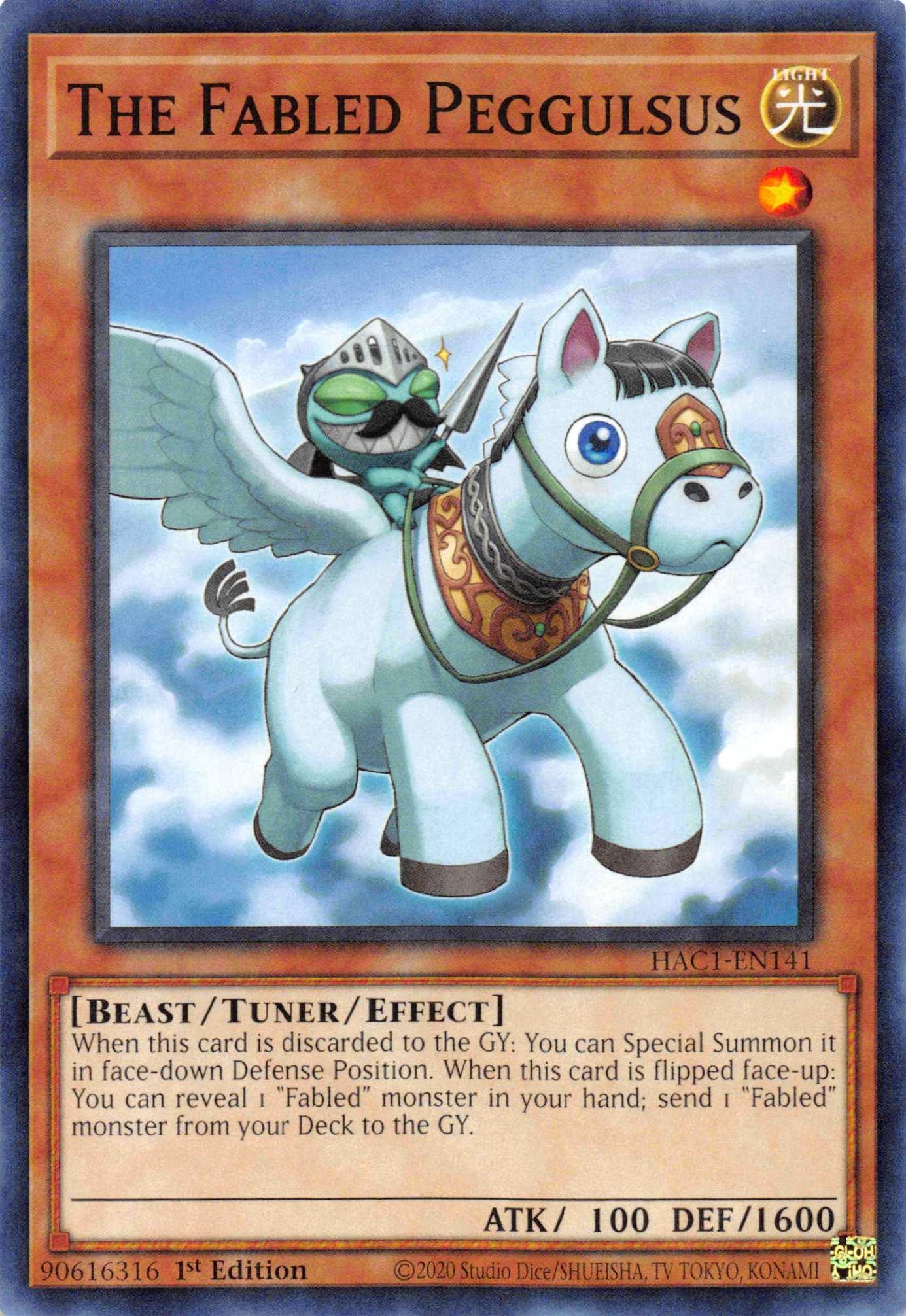 1st Edition, Beast, Common, Hidden Arsenal: Chapter 1, Light, Tuner/Effect Monster The Fabled Peggulsus [HAC1-EN141] Common - Trading Card World