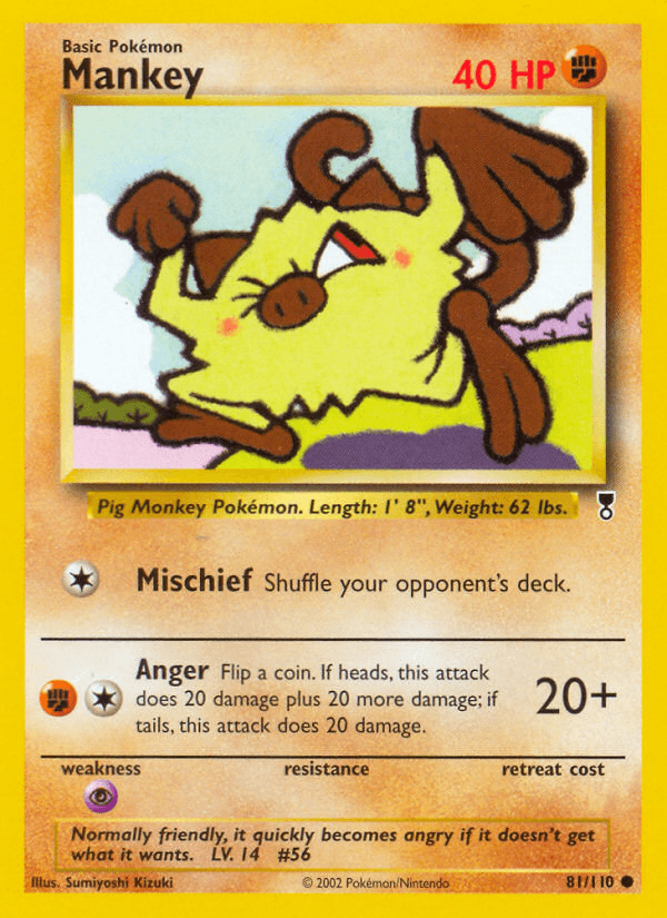 81, Common, Fighting, Legendary Collection, Normal, Psychic[×2], Reverse Holofoil Mankey (81/110) [Legendary Collection] - Trading Card World