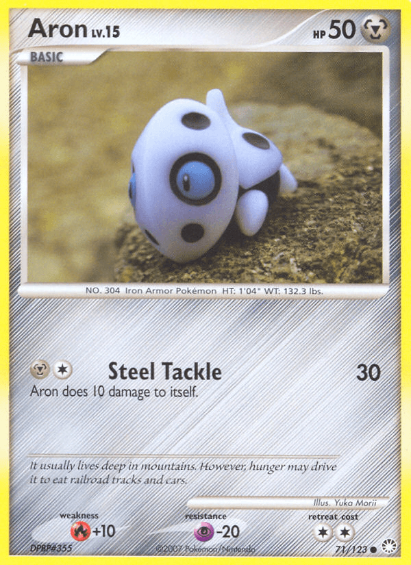 71, Common, Diamond & Pearl: Mysterious Treasures, Fire[+10], Metal, Normal, Psychic[-20], Reverse Holofoil Aron (71/123) [Diamond & Pearl: Mysterious Treasures] - Trading Card World